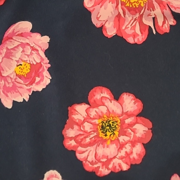 Mud Pie Sleeveless Navy Blue Dress with Pink Floral Design size Large - Picture 4 of 10